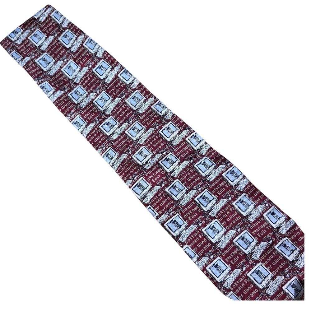 VTG Museum Artifacts Mens Computer Tech Silk Tie Retro 90s IT Geek Dilbert